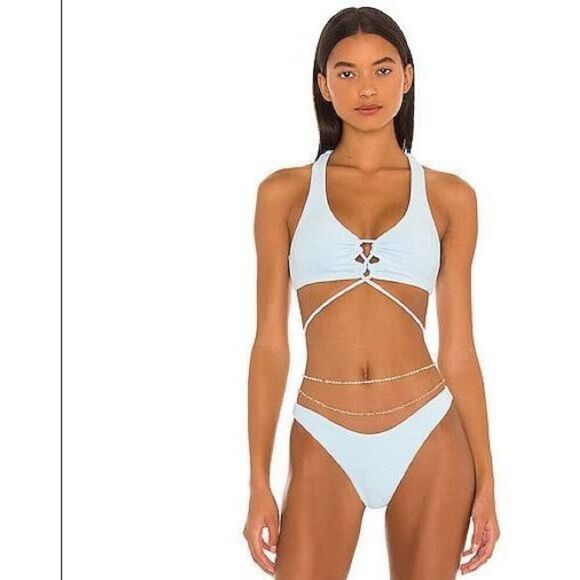 New. L*SPACE blue terry bikini set. M-top/S-bottom. Retails $209 - Picture 2 of 11